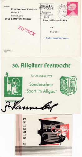 BRD - Kempten 1978/79, 3 Heimatbelege, darunter Anschriftenprüfung