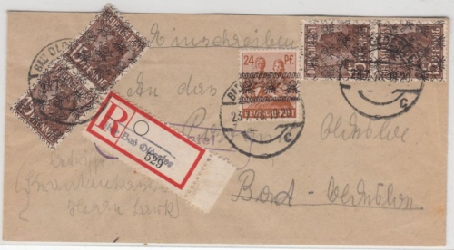 Bizone - 4x15 Pfg. Arbeiter/Netz u.a., Einschreibebrief Borstel ü. Bad Oldeslohe