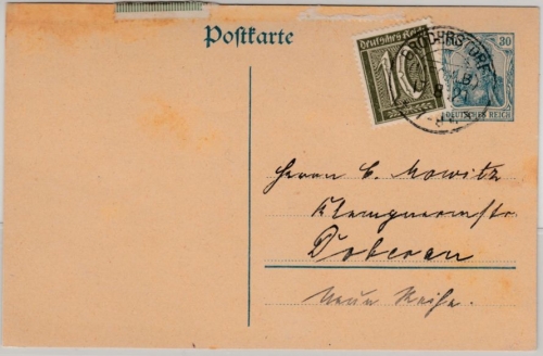 DR-Infla - Broderstorf (Mecklb) 1921, KOS a. GA-Karte+Zusatz n. Doberan