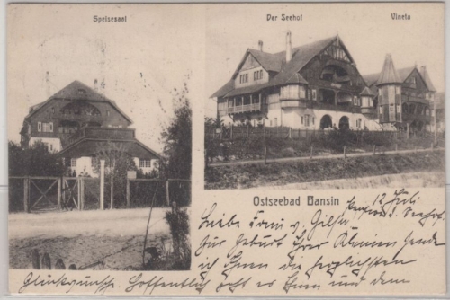 Mecklenburg-Vorpommern - Ostseebad Bansin, sw-Mehrbild-AK, gelaufen 1911