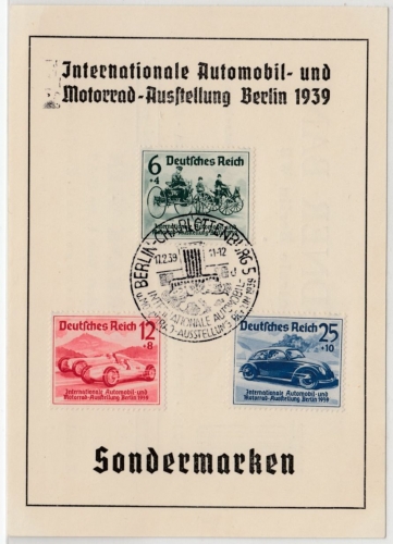 DR - IAA Berlin 1939, Satz a. Sonderkarte + ESST B.-Charlottenburg 17.2.39