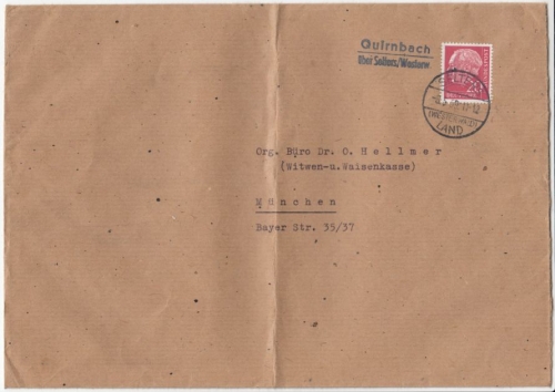 BRD - Quirnbach ü. Selters/Westerw. 1959, Landpost-L2 a. Brief