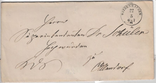 NDP (Thurn&Taxis) - Witzenhausen (1869), K1 a. Dienstbrief n. Allendorf
