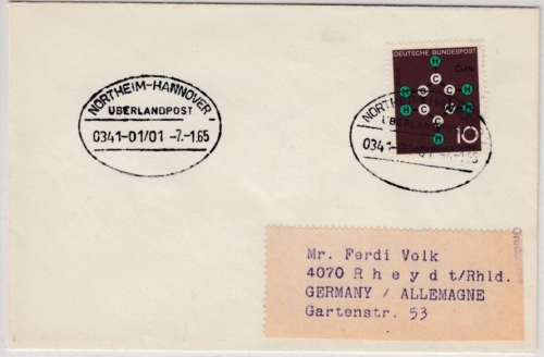 BRD - Überlandpost Northeim - Hannover, 0341-01/01, Drucksache n. Rheydt 1965