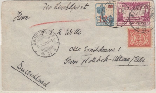 Dutch East Indies - Airmail cover to GERMANY 1932, Medan - Gross-Flottbeck