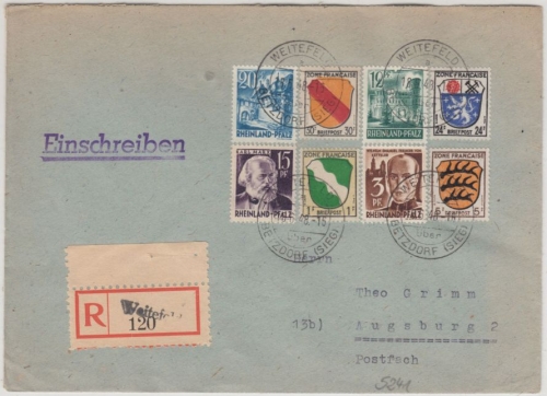 FZ/Rheinl.-Pfalz - Weitefeld ü. Betzdorf (Sieg), Poststelle I, Einschreibebrief