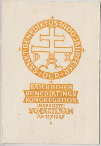 All.Bes. - Schäftlarn 1947, 1400 J. Benediktiner Kongregation, Sonderkarte + SST