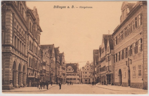 Bayern - Dillingen Königsstraße, sw-AK, gelaufen 1908