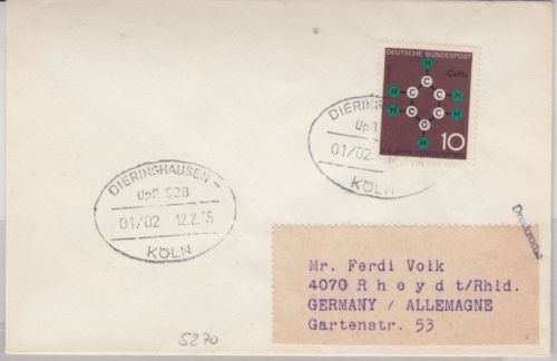 BRD - Überlandpost Dieringhausen - Köln 01/02, Drucksache n. Rheydt 1965