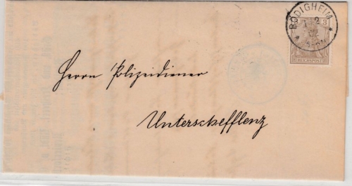 DR - 3 Pfg. Germania/Reichspost, Faltdrucksache (Holzversteigerung) Bödigheim n.