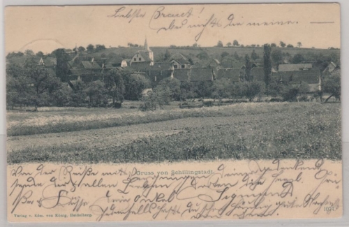 Baden-Württemberg - Schillingstadt, sw-AK (Gesamtansicht), gelaufen 1904
