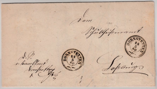 Württemberg - Dornstetten 1860, Dkr a. Dienstbrief n. LoßBurg/Freudenstadt