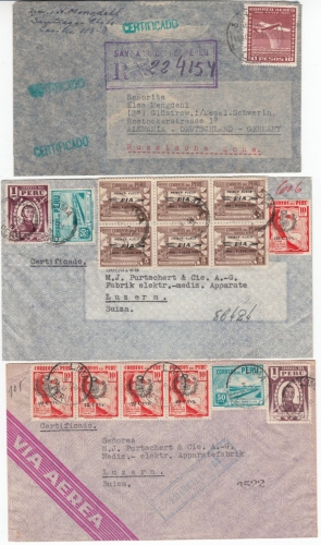 Chile/Peru - 4 alte Luftpostbriefe aus 1948/49, hübsche Frankaturen