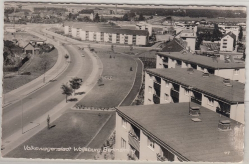Niedersachsen - Wolfsburg, Volkswagenstadt, Berlinerring, sw-Fotokarte 1960