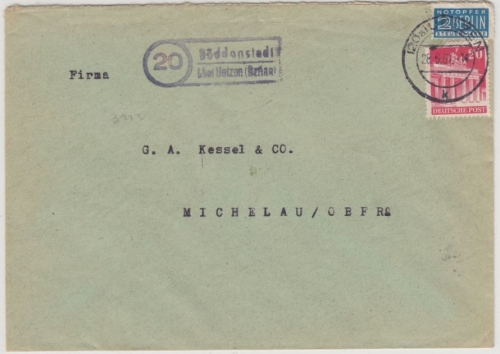 Bizone - (20) Böddenstedt ü. Uelzen, Brief n. Michelau 1951
