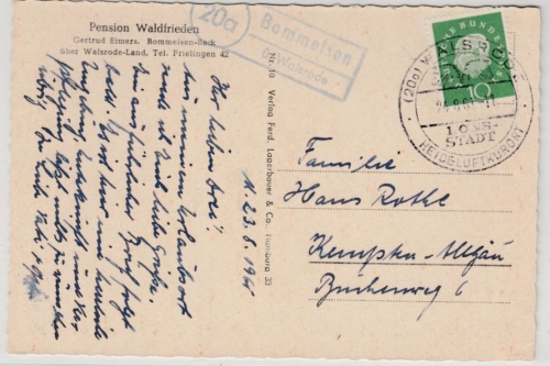BRD - (20a) Bommelsen ü. Walsrode, Landpost-Ra2 a. Karte n. Kempten 1960