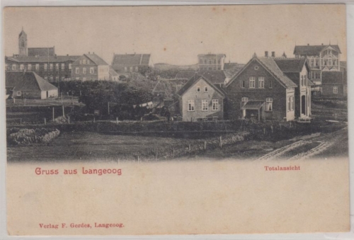 Niedersachsen - Langeoog, Totalansciht - sw-AK, ungelaufen ca. 1900