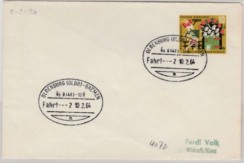 BRD - Überlandpost Oldenburg - Bremen Fahrt 2, Drucksache n. Wickrath 1964