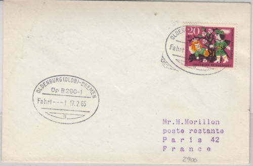 BRD - Überlandpost Oldenburg - Bremen Fahrt 1, Drucksache n. FRANKREICH 1965