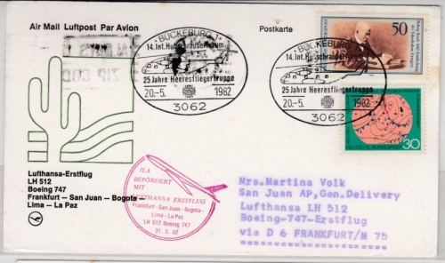BRD - Bückeburg 14. Int. Hubschrauberforum 1982, SST a. 1st-Flug-Karte