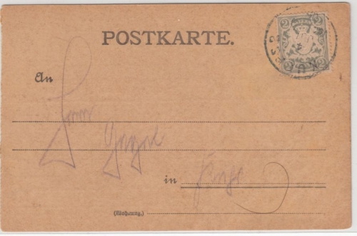Bayern - 2 Pfg. Wappen, Ortskarte/Frachtgutbenachrichtigung Küps 1905