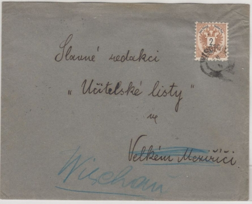 Österreich/Tschechien - 2 Kr. Doppeladler, Drucksache, K2 Wischau - Meseritsch