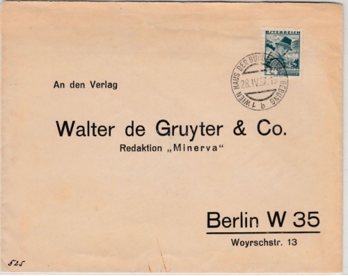 Österreich - Wien 1937, Haus d. Bundesgesetzgebung, SST a. Brief n. Berlin