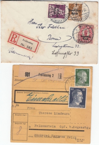 DR/BRD - Freilassing, 6 Heimatbelege 1921-1985