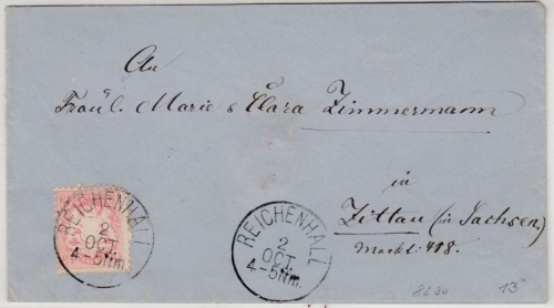 Bayern - 3 Kr. Wappen gez., Brief K1 Reichenhall - Zittau, ohne Inhalt
