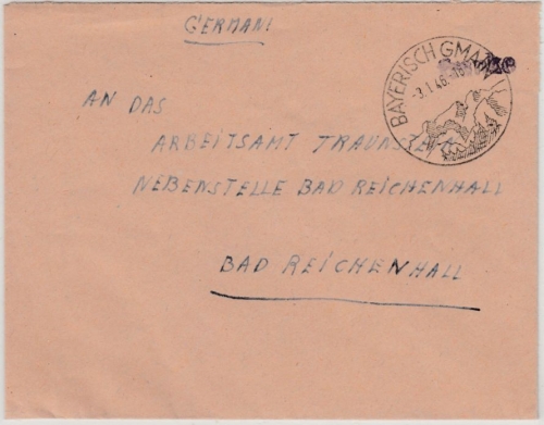 All.Bes. - Bayerisch Gmain 3.1.46, "franko", L1 a. Brief n. Bad Reichenhall RRR