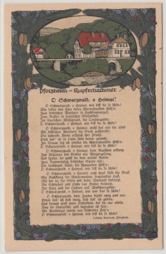 Baden-Württemberg - Pforzheim-Kupferhammer, farb.AK/Steinzeichnung gelaufen 1925