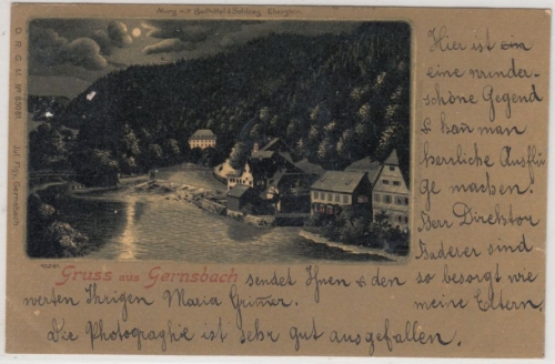 Baden-Württemberg - Gernsbach, Gruss aus - Mondscheinlitho, gelaufen 1900