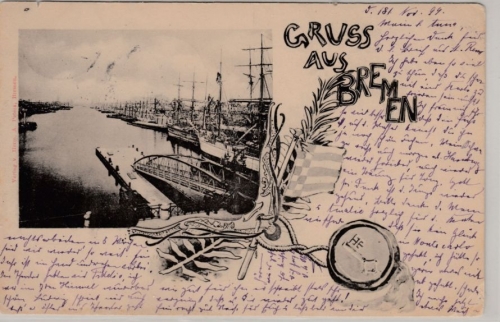 Bremen - Gruss aus Bremen, sw-AK gelaufen 1899