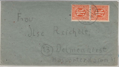 AM-Post - Varenholz ü. Rinteln, Poststelle I a. Brief n. Delmenhorst 11.8.45