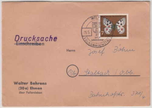 BRD - Wolfsburg Volkswagenstadt, apt. Handwerbestpl. a. Drucksache n. Staltach