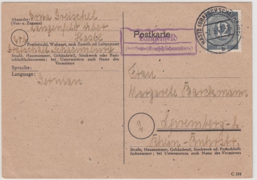 All.Bes./Kontrollrat - Langenfeld ü. Haste (Grafsch. Schaumburg), Landpost-Ra2