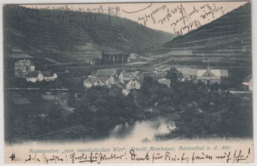 Rheinland-Pfalz - Marienthal a.d.Ahr, Restauration Mombauer, sw-AK gelaufen 1904