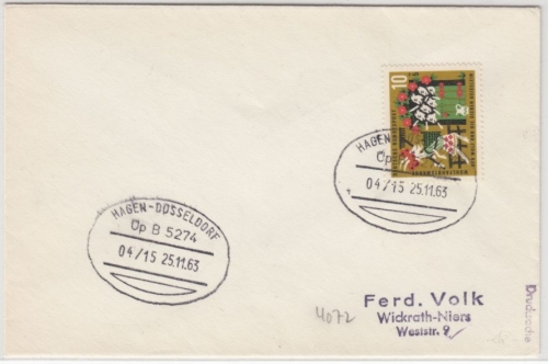 BRD - Überlandpost Hagen - Düsseldorf Üp B 5274, 04/15, Drucksache n. Hagen 1963