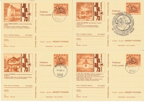 Österreich, JUVABA 73, Bild-GA-Set (16 Bild-GA) - teils SST/teils Tagesstpl.