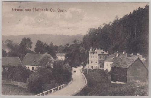 Österreich - Haibach 1921, sw-Ortsansicht, gelaufen, Oberösterreich
