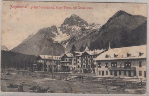 Italien - Toblach, Hotel Schluderbach (Ampezzotal), sw-AK gelaufen ca. 1910