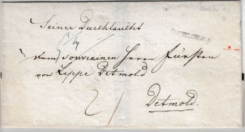 Bayern - Buchloe R3 (ca. 1825), L1 a. Fürstenbrief (Trauerrand !) n. Detmold