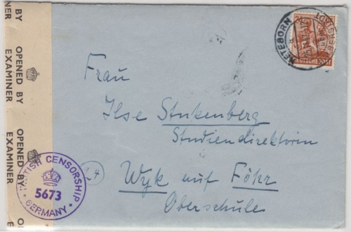 All.Bes./Kontrollrat - Heteborn ü. Halberstadt, Poststelle I a. Zensurbrief 1947