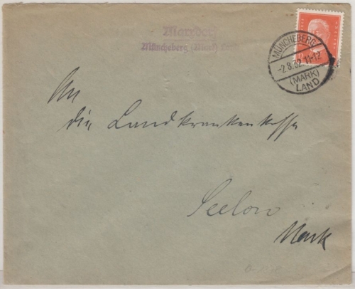 DR - Marxdorf Müncheberg (Mark) Land, Landpost-L2 a. Brief n. Seelow 1932