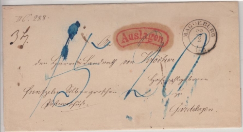 DR - Magdeburg, K2 a. Auslagenbrief n. Gardelegen, ca. 1875