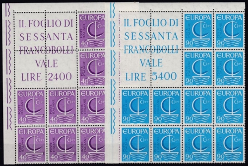 Italien - Europa/Cept 1966, 16er-Block/Infofeld, postfrisch/MNH
