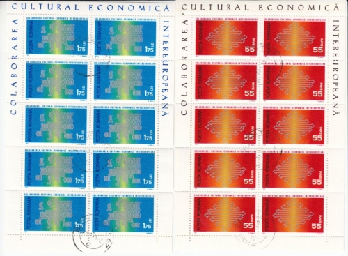 Rumänien - Intereuropa 1971, 2 Kleinbögen (55 B. + 1,75 L.), gestempelt