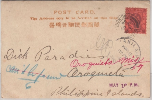 Hongkong - 4 C. Eduard, Karte Victoria - Manila - Oroquieta/Mindana 1904