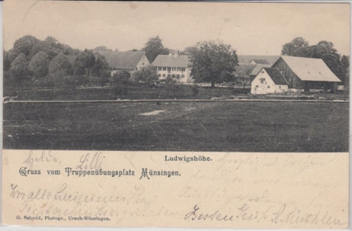 Baden-Württemberg - Münsingen, Truppenübungsplatz, Ludwigshöhe, sw-AK 1906