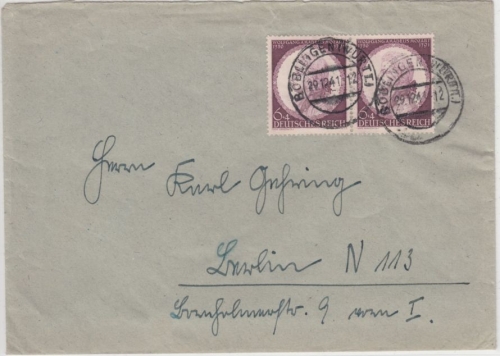 DR - 6 Pfg. Mozart, Paar a. Brief Böblingen - Berlin 1941, ohne Inhalt